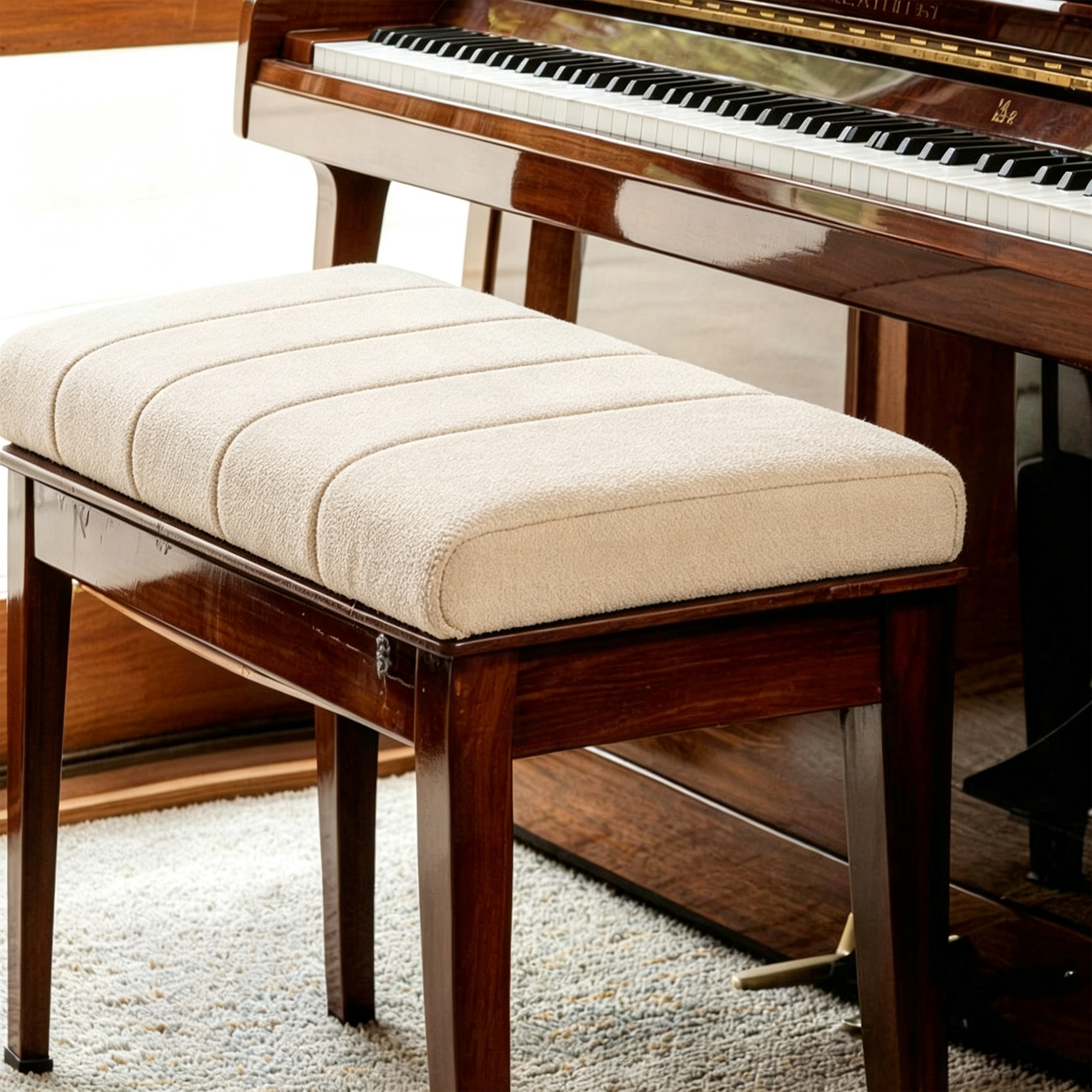 Custom Size Bench Cushion for Piano Bench - Piano Key Style Cushion
